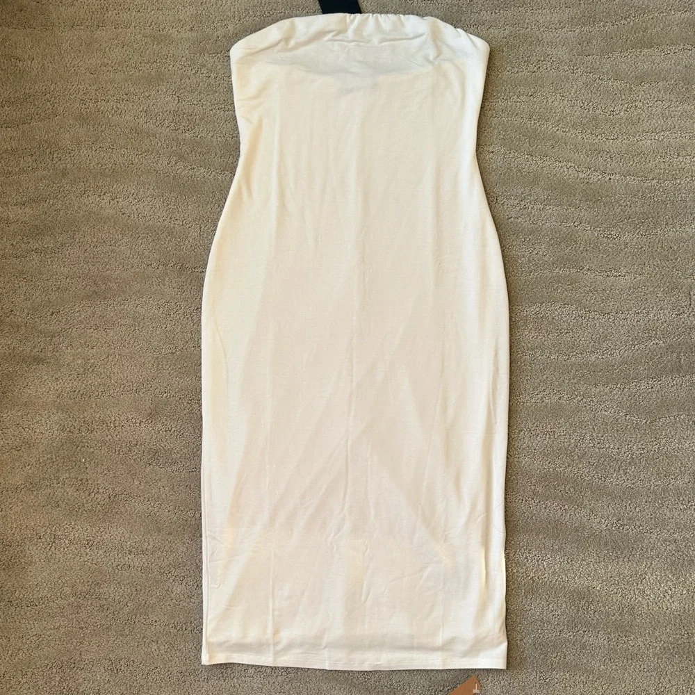 Reformation x Laura Harrier Etta Strapless Knit Bodycon Midi Dress Cream L NWT